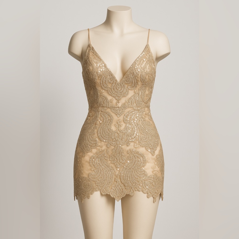 Tobi Gold Lace dress